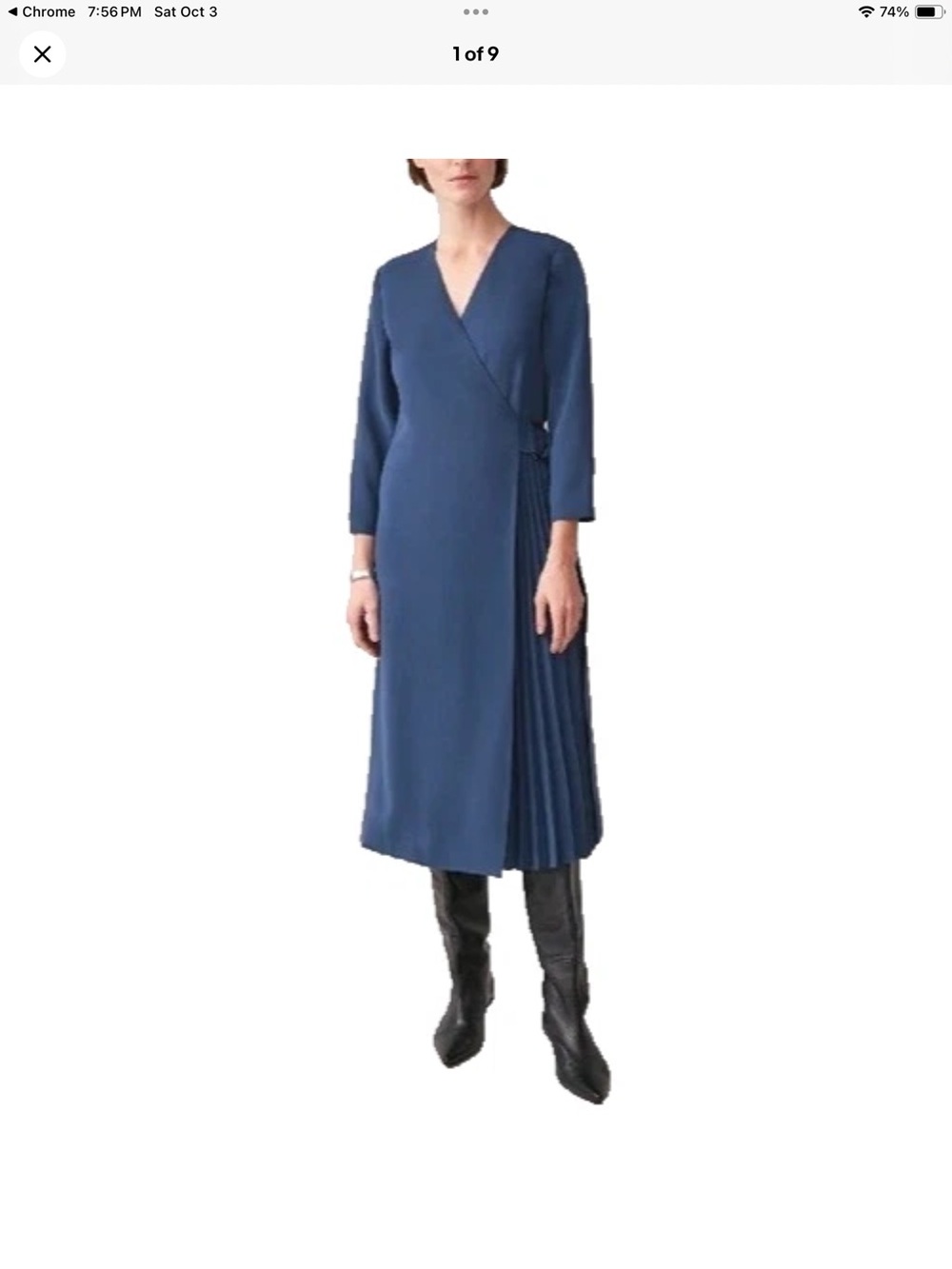 COS a wrap dress with plain & piano pleated Sz 6 minimalist ,business casual